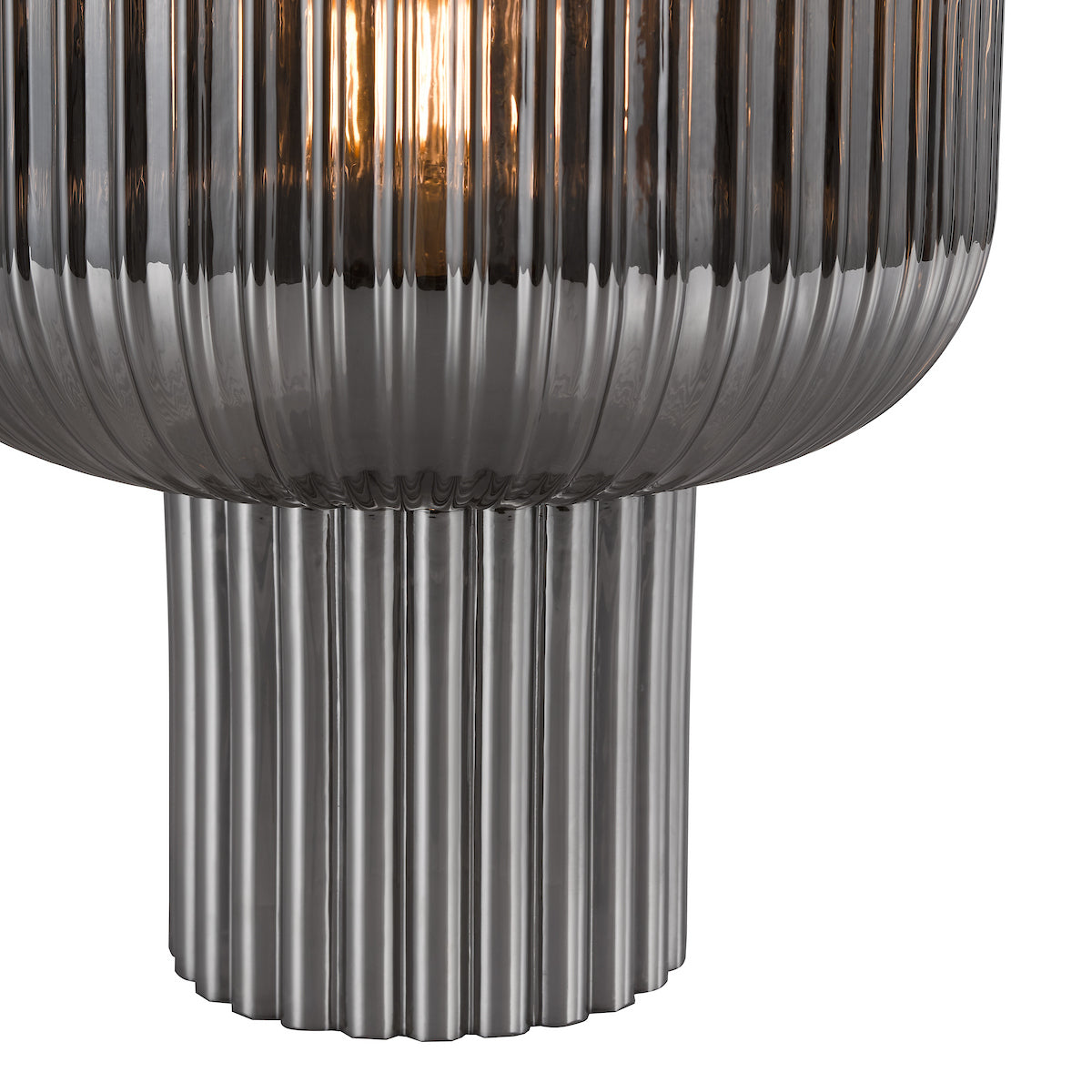 Dar Demarius Table Lamp Smoked Ribbed Glass
