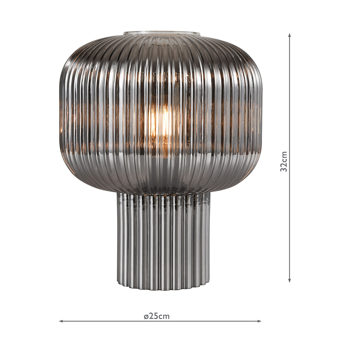 Dar Demarius Table Lamp Smoked Ribbed Glass