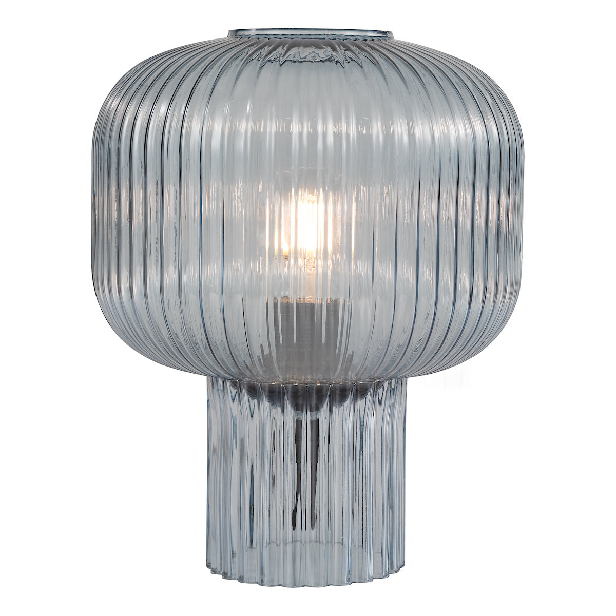 Dar Demarius Table Lamp Blue Ribbed Glass