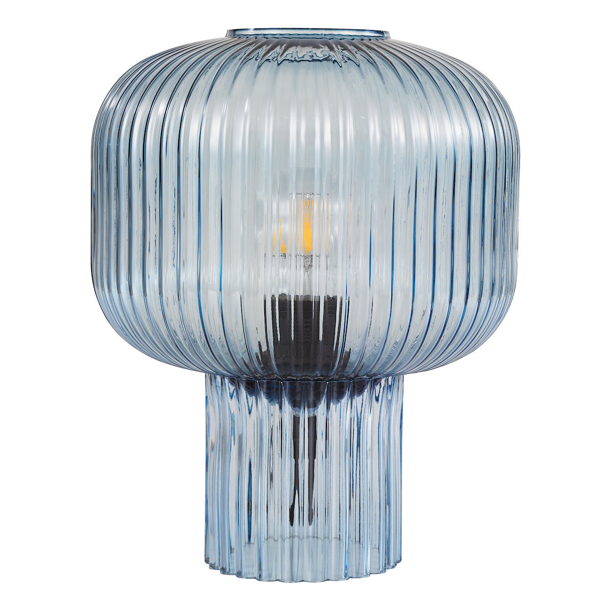 Dar Demarius Table Lamp Blue Ribbed Glass