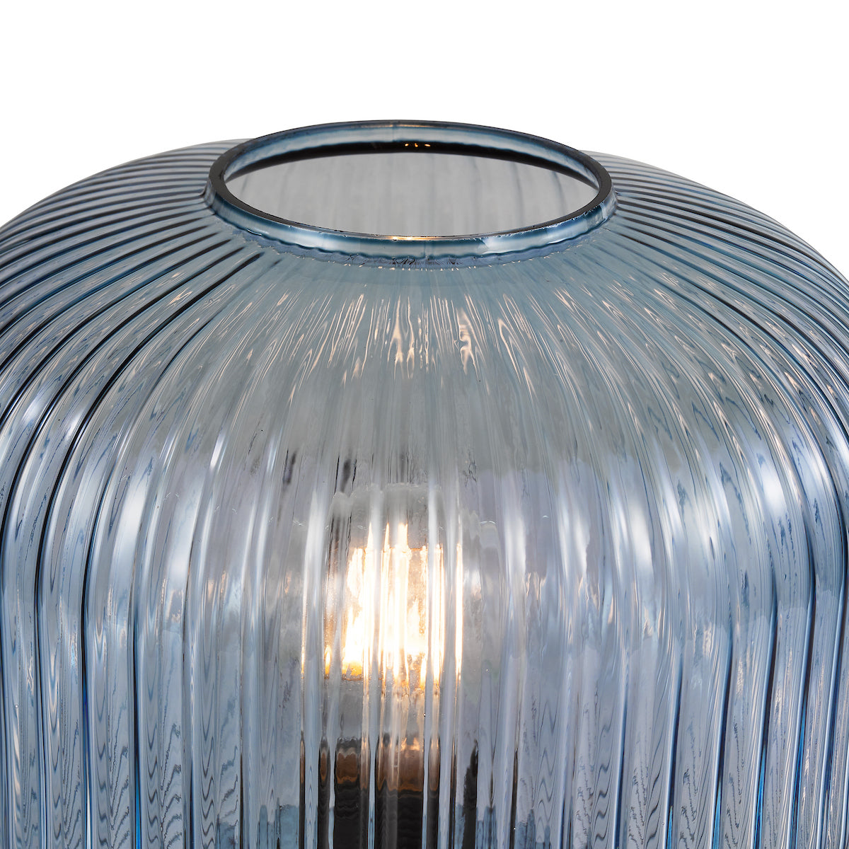 Dar Demarius Table Lamp Blue Ribbed Glass