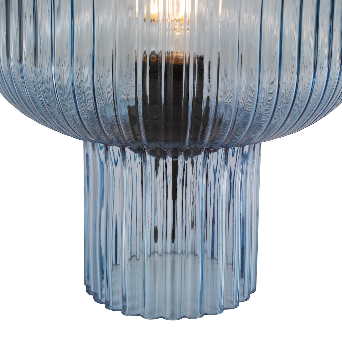 Dar Demarius Table Lamp Blue Ribbed Glass