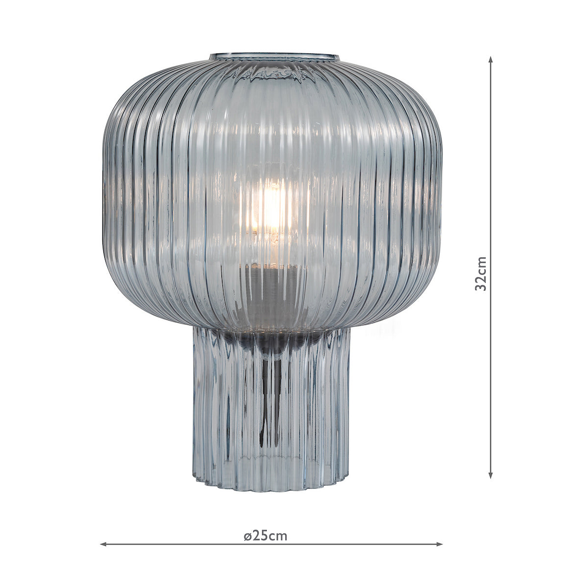Dar Demarius Table Lamp Blue Ribbed Glass