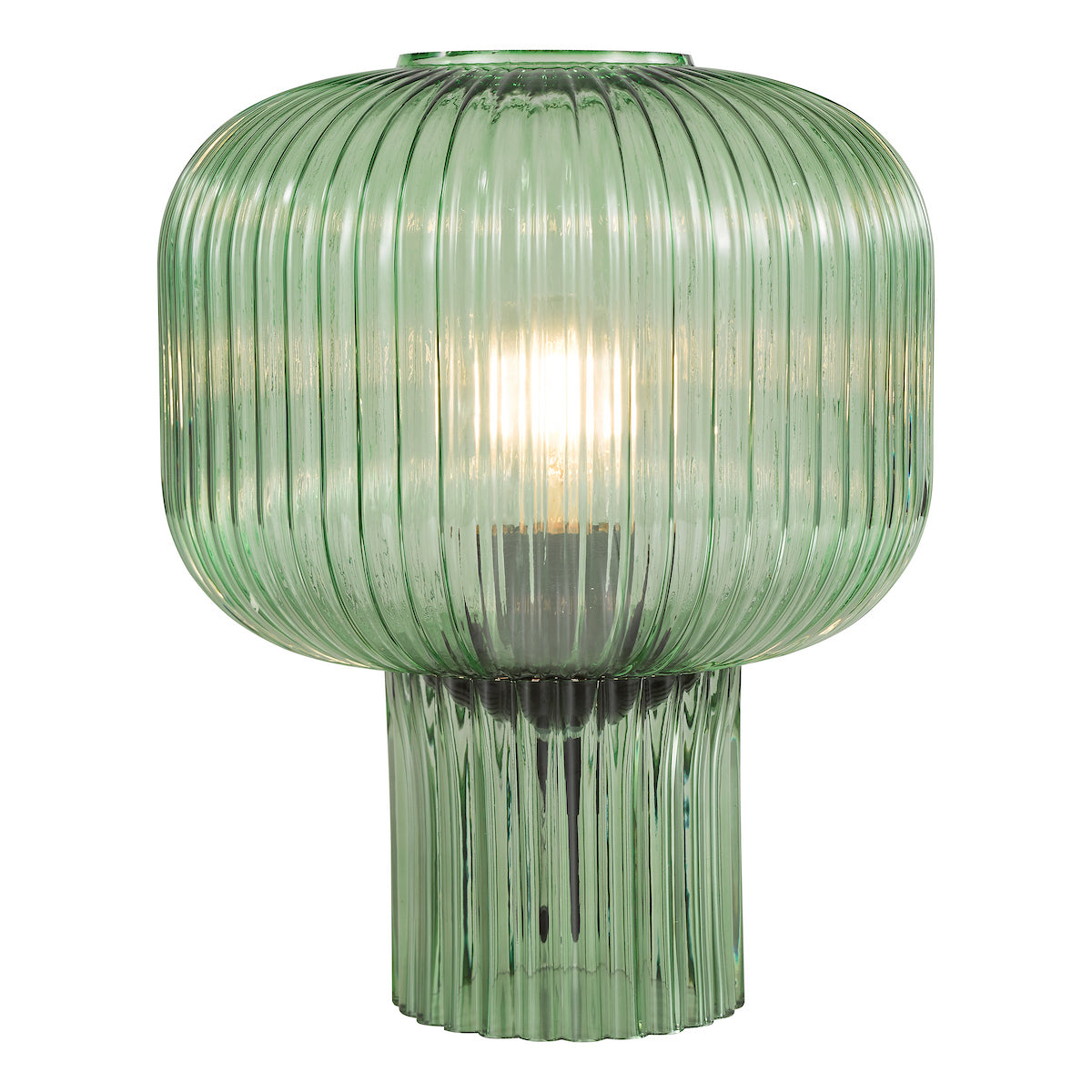 Dar Demarius Table Lamp Green Ribbed Glass