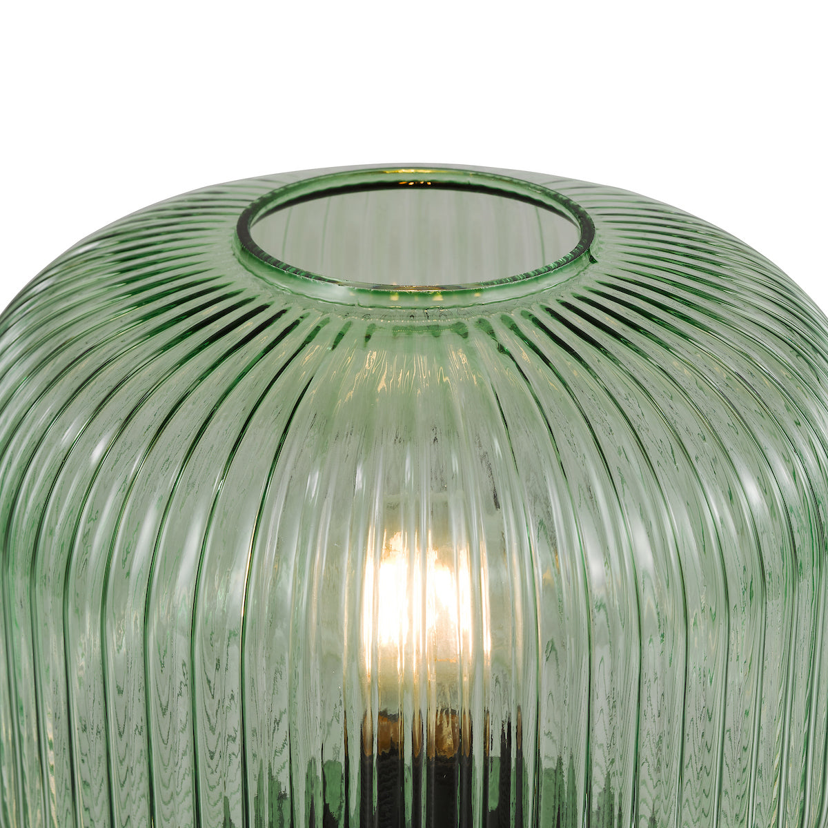 Dar Demarius Table Lamp Green Ribbed Glass