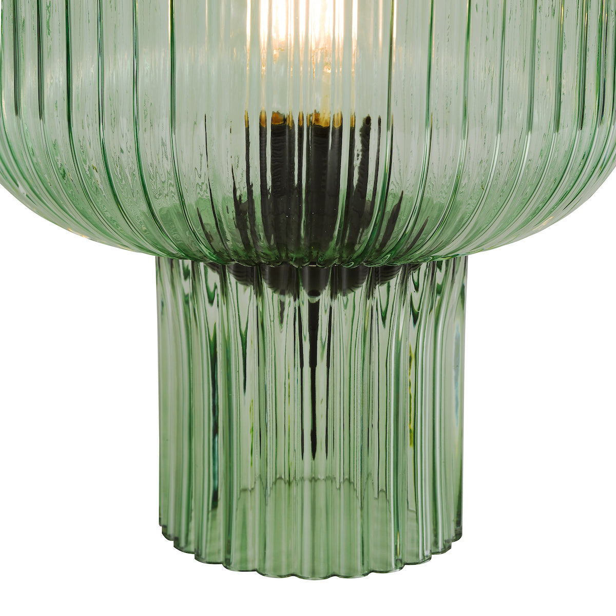 Dar Demarius Table Lamp Green Ribbed Glass