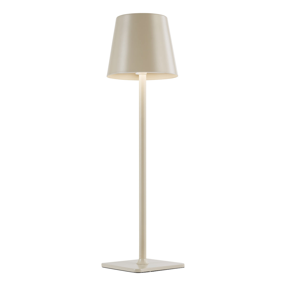 Dar Derrick Rechargeable Outdoor Table Lamp Satin Taupe LED IP54