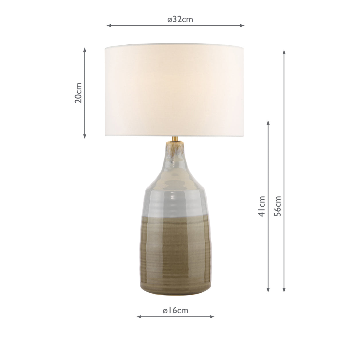 Dar Desirus Table Lamp Blue Ceramic and Antique Brass With Ivory Drum Shade