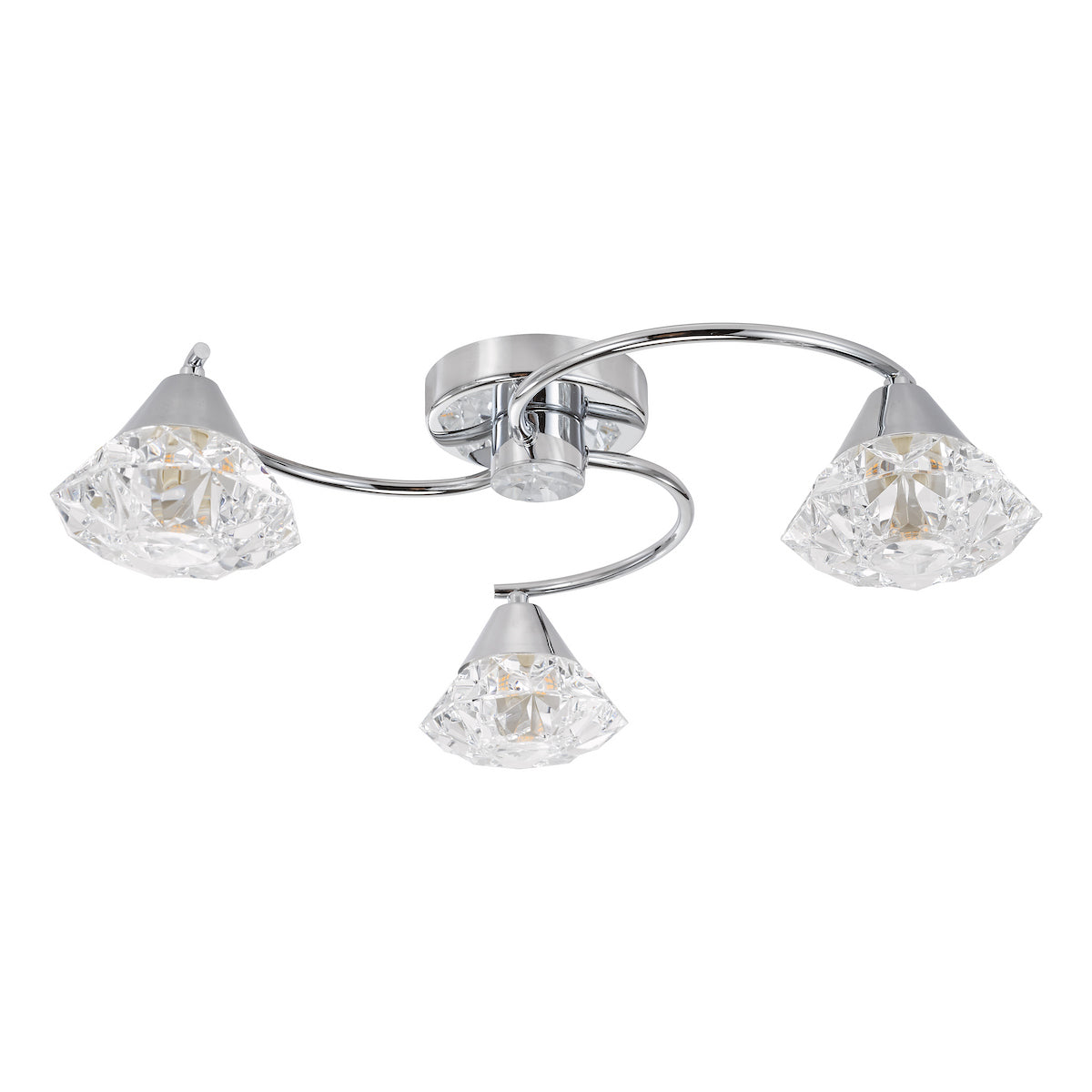 Dar Dilys 3 Light Semi-Flush Polished Chrome