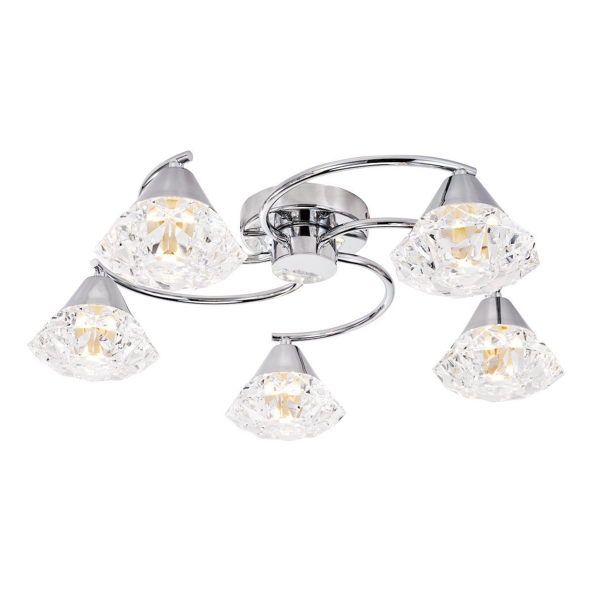 Dar Dilys 5 Light Semi-Flush Polished Chrome