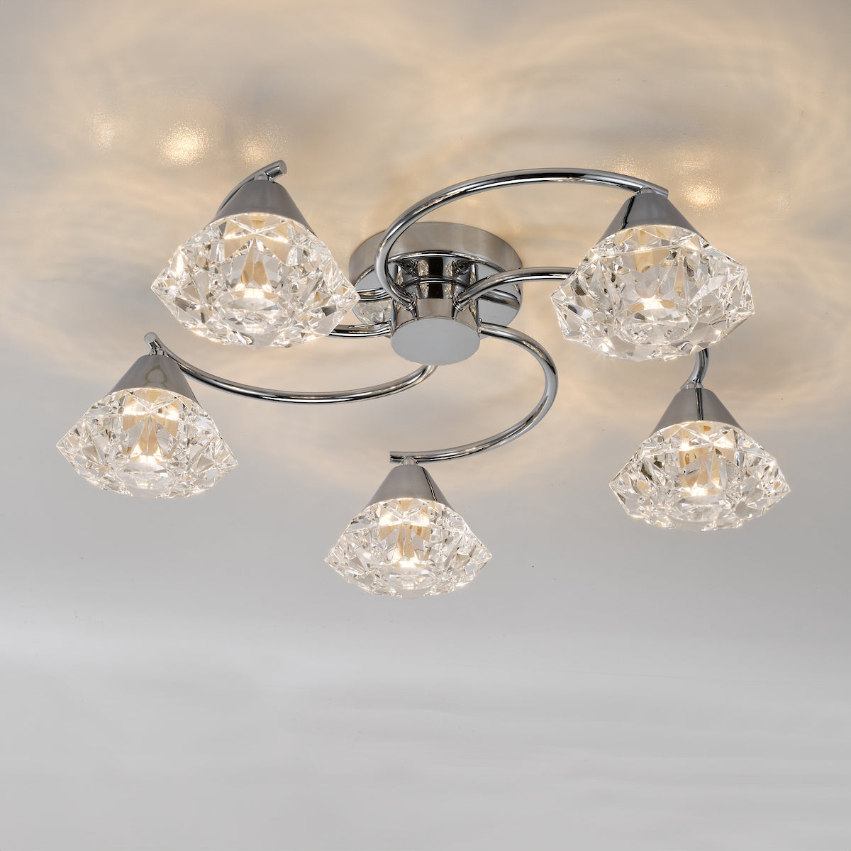Dar Dilys 5 Light Semi-Flush Polished Chrome