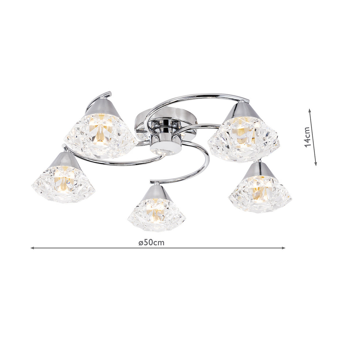 Dar Dilys 5 Light Semi-Flush Polished Chrome