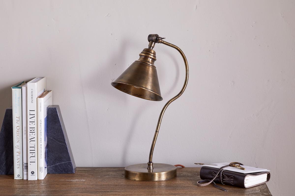 Nkuku Damba Desk Lamp Antique Brass