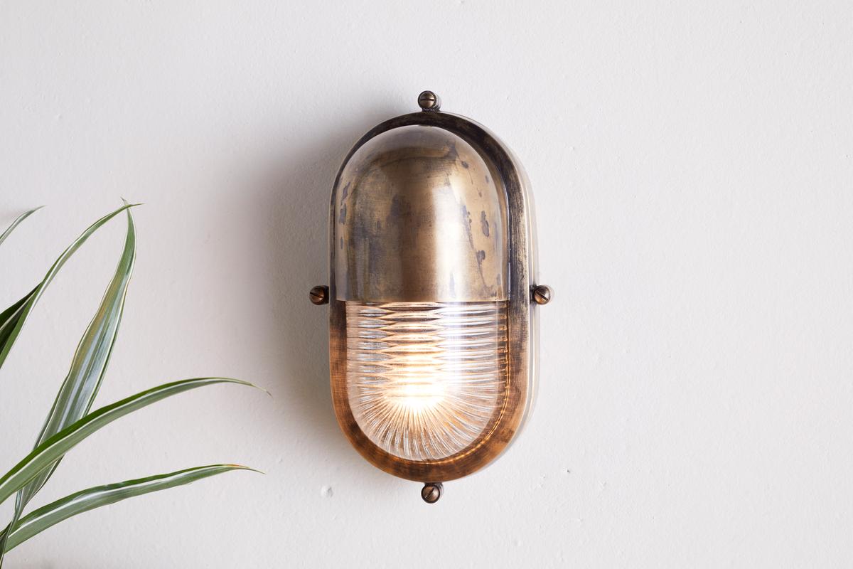 Nkuku Denaya Outdoor Wall Lamp Antique Brass