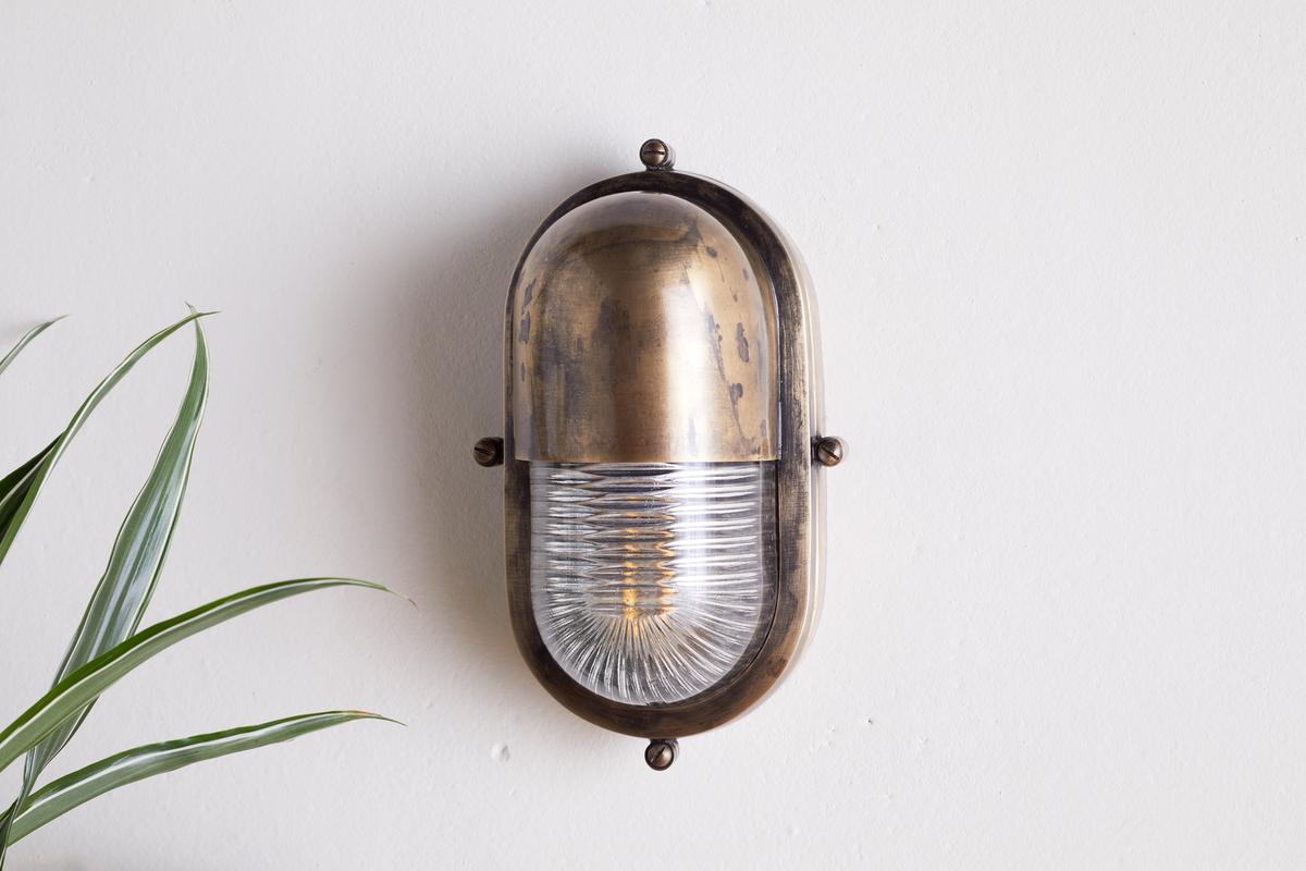 Nkuku Denaya Outdoor Wall Lamp Antique Brass