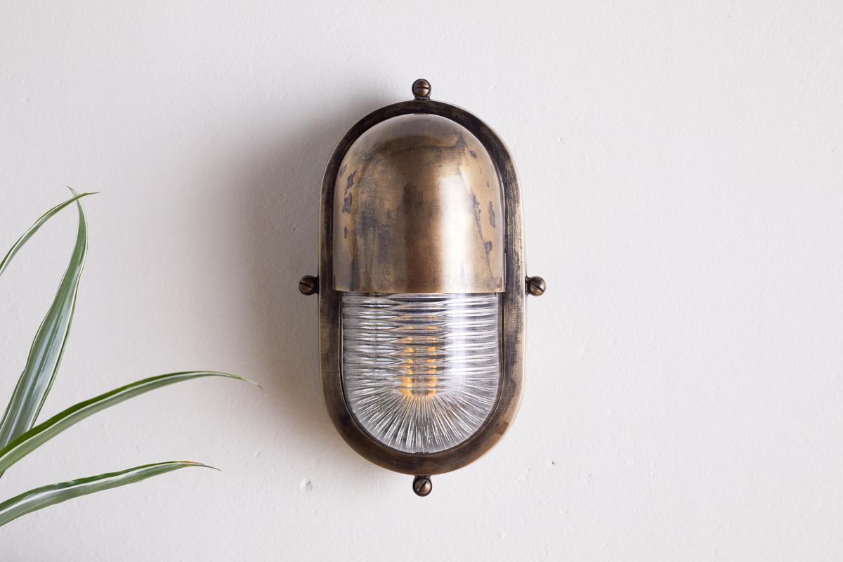 Nkuku Denaya Outdoor Wall Lamp Antique Brass