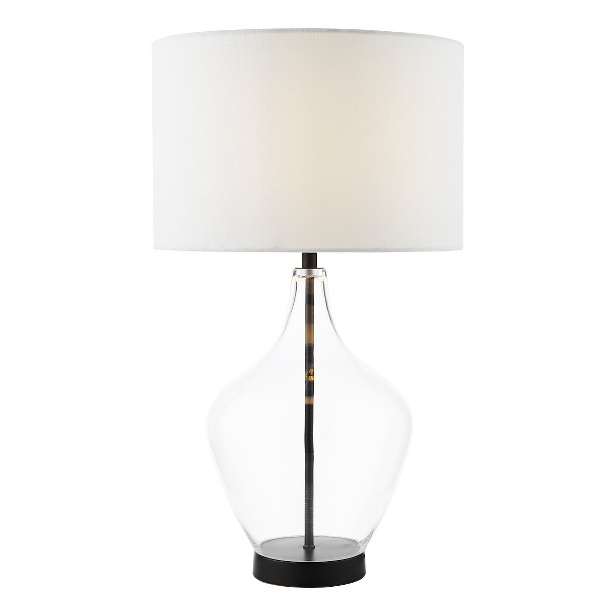 Dar Drago Table Lamp Glass and Matt Black With Shade