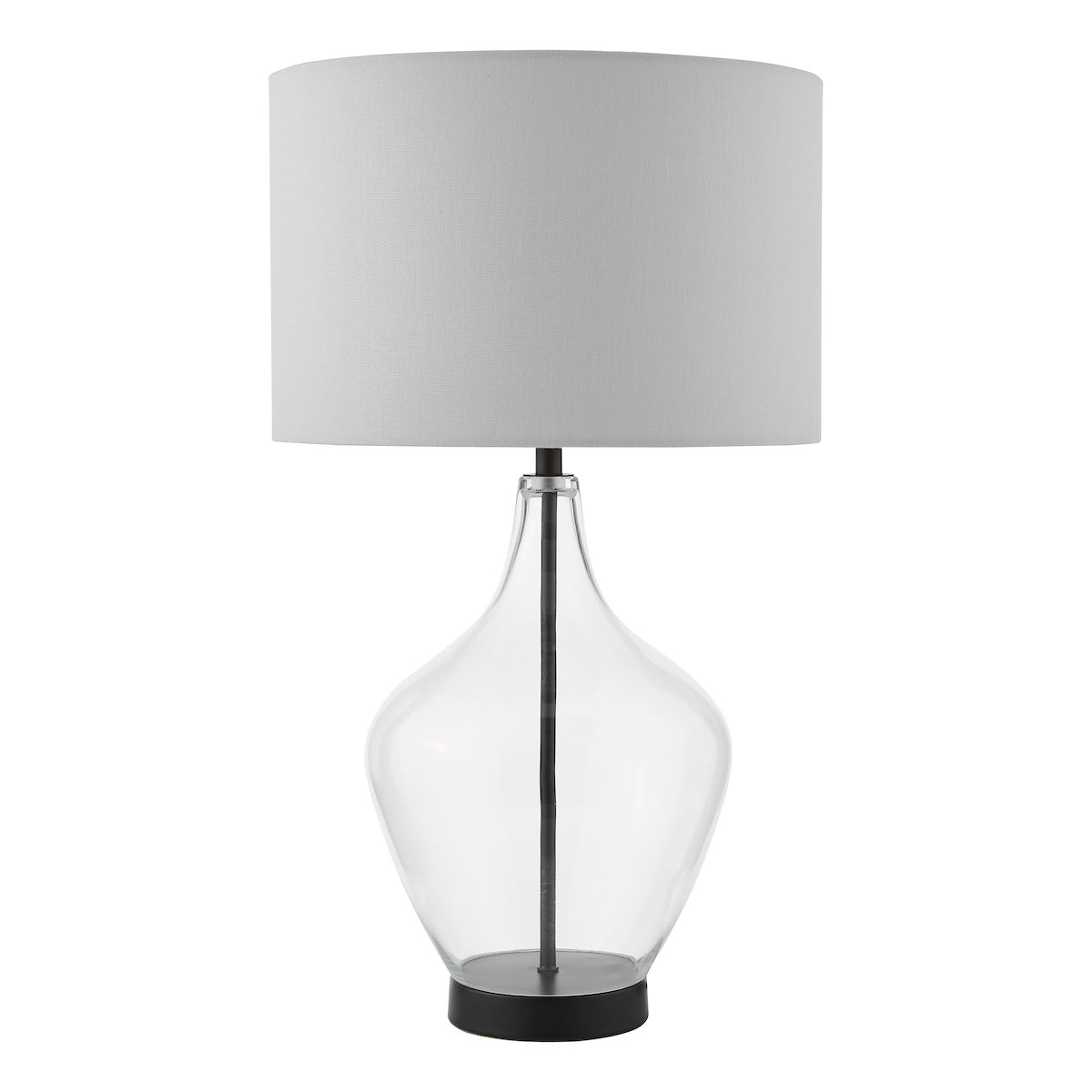 Dar Drago Table Lamp Glass and Matt Black With Shade