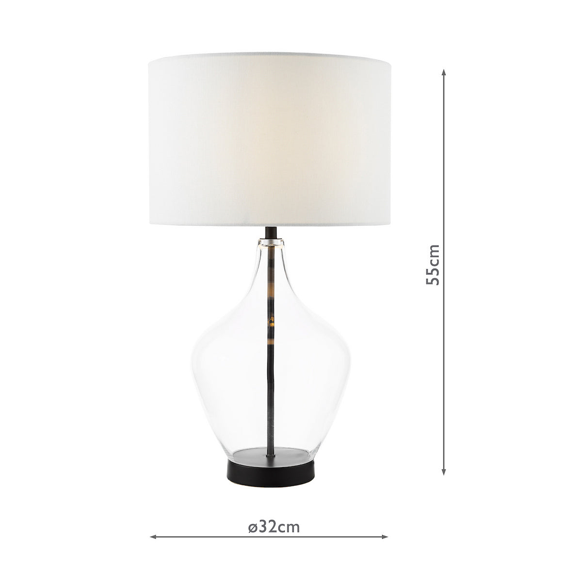 Dar Drago Table Lamp Glass and Matt Black With Shade