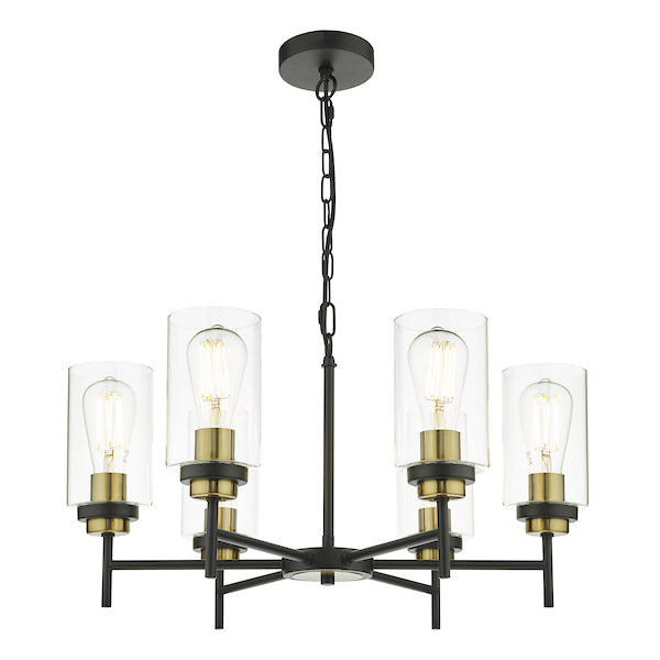 Dar Abel 6lt Pendant Black & Gold – from Amos Lighting + Home
