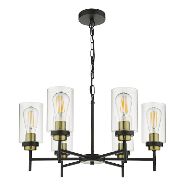 Dar Abel 6lt Pendant Black & Gold – from Amos Lighting + Home