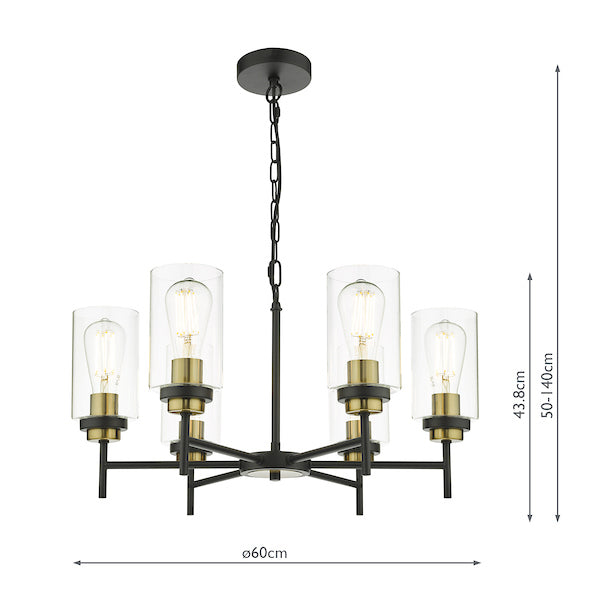 Dar Abel 6lt Pendant Black & Gold – from Amos Lighting + Home