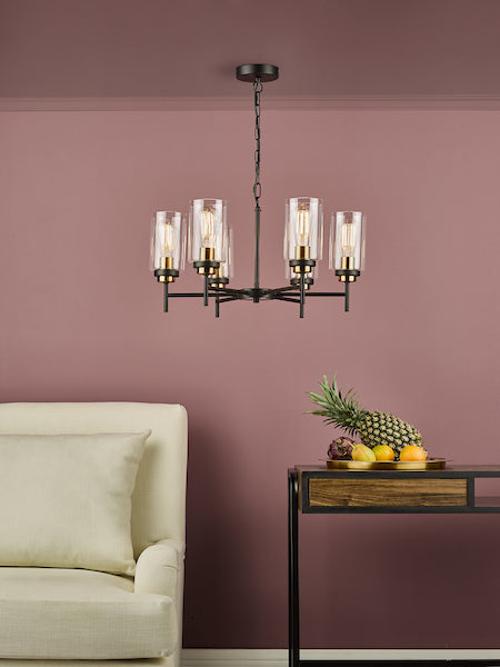 Dar Abel 6lt Pendant Black & Gold – from Amos Lighting + Home