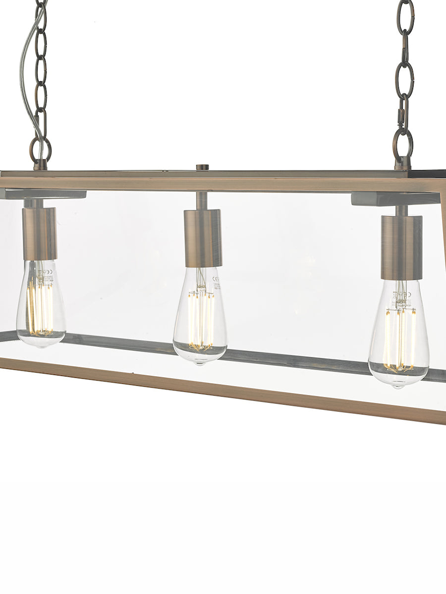 Dar Academy 3 Light Bar Pendant Antique Copper – from Amos Lighting + Home