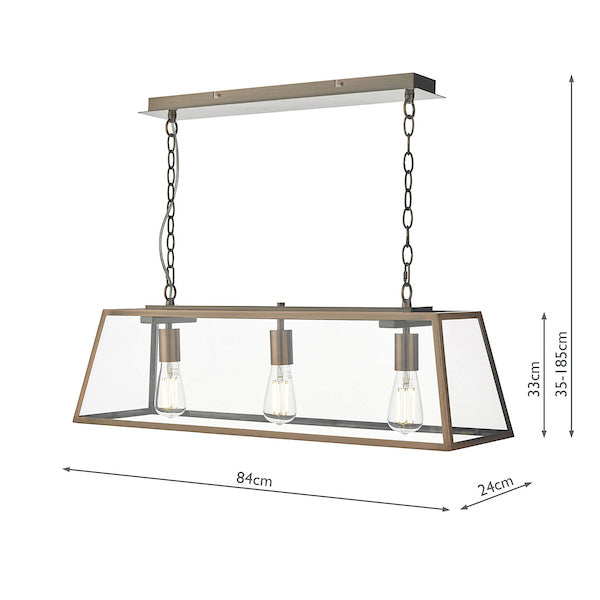 Dar Academy 3 Light Bar Pendant Antique Copper – from Amos Lighting + Home
