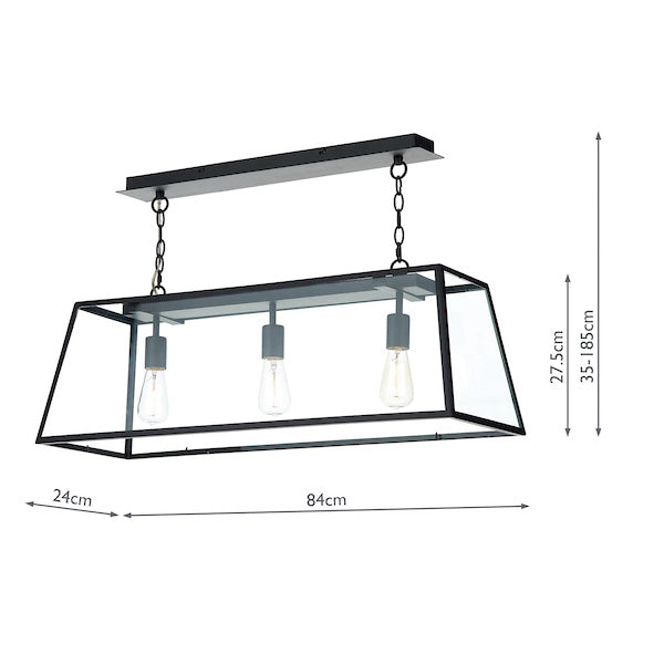 Dar Academy 3 Light Bar Pendant Black – from Amos Lighting + Home