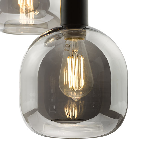Dar Aiden 3lt Cluster Pendant Black with Smoked Glass – from Amos Lighting + Home
