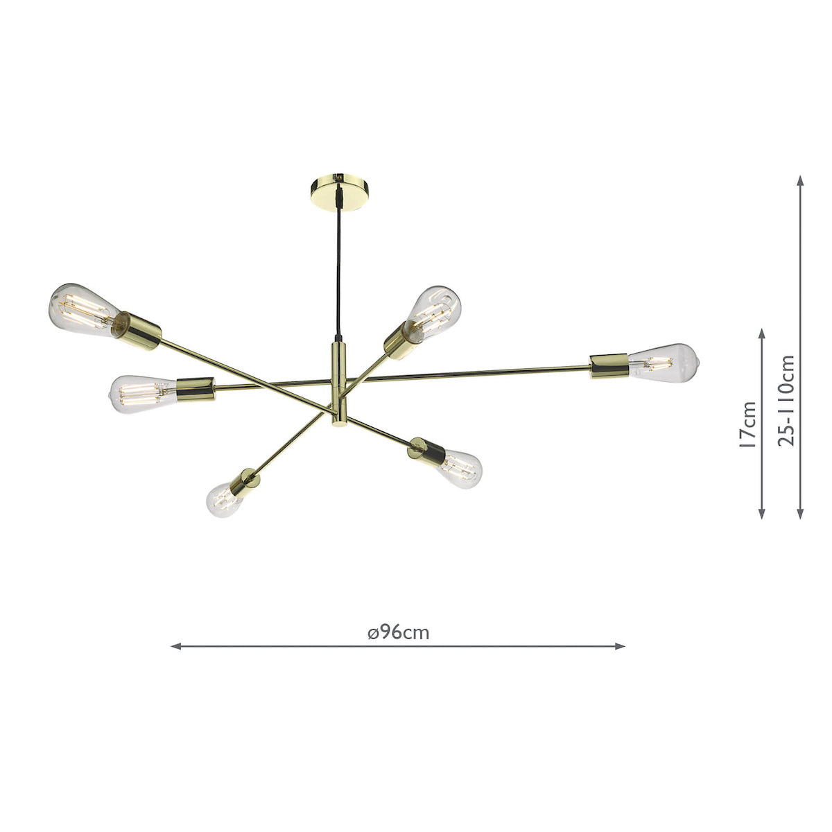 Dar Alana 6 Light Gold Pendant Chandelier – from Amos Lighting + Home