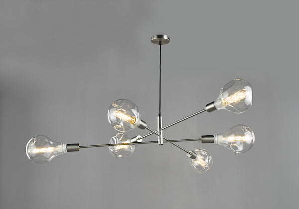 Dar Alana 6 Light Satin Chrome Pendant – from Amos Lighting + Home