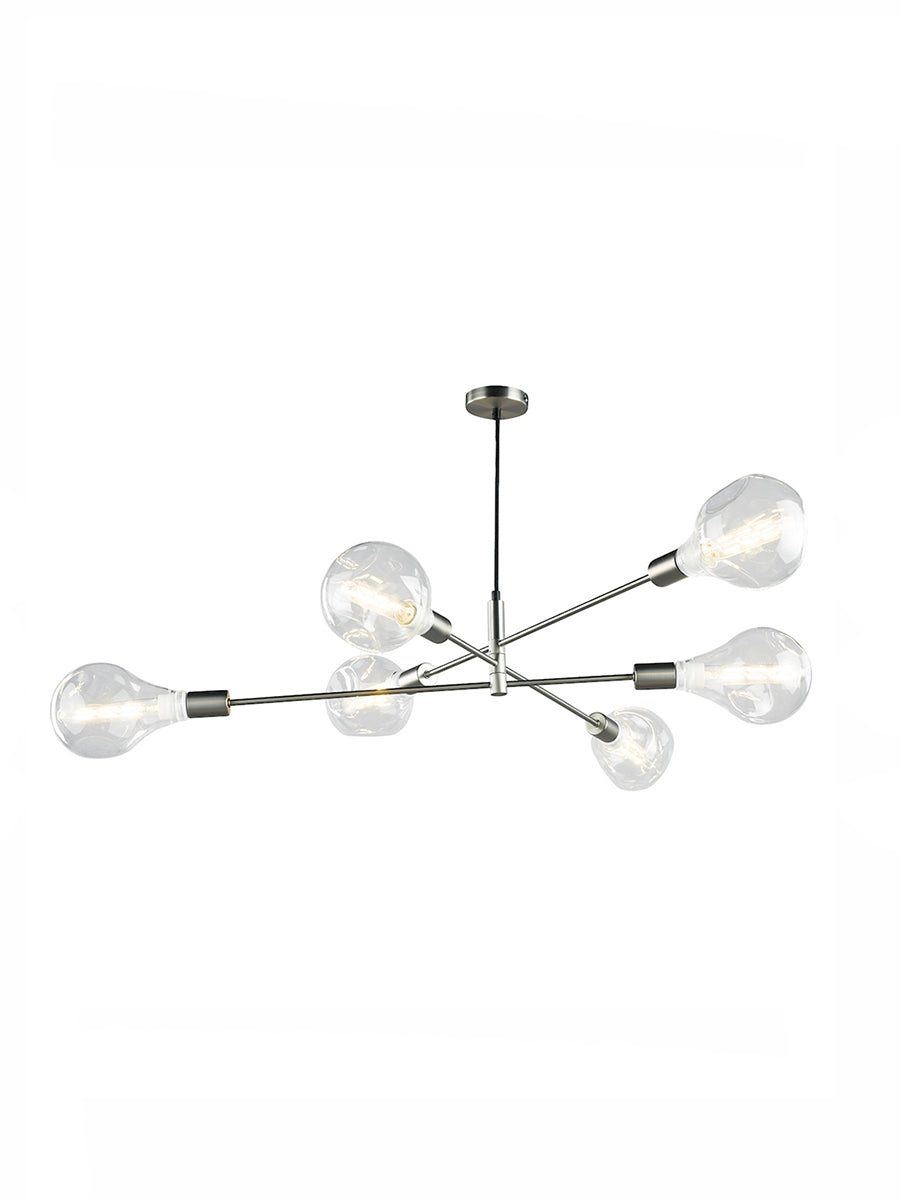 Dar Alana 6 Light Satin Chrome Pendant – from Amos Lighting + Home