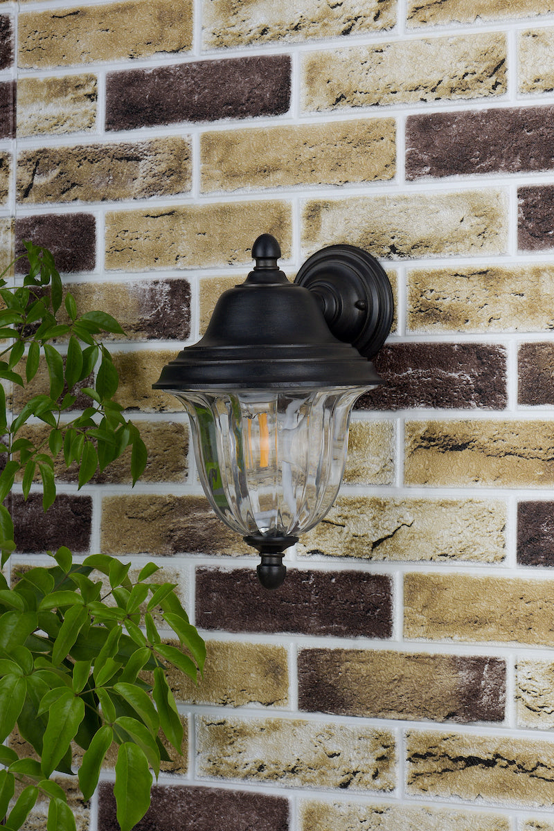 Dar Aldgate Outdoor Wall Light Black/Gold Glass IP44 – from Amos Lighting + Home