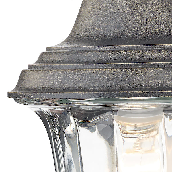 Dar Aldgate Outdoor Wall Light Black/Gold Glass IP44 – from Amos Lighting + Home