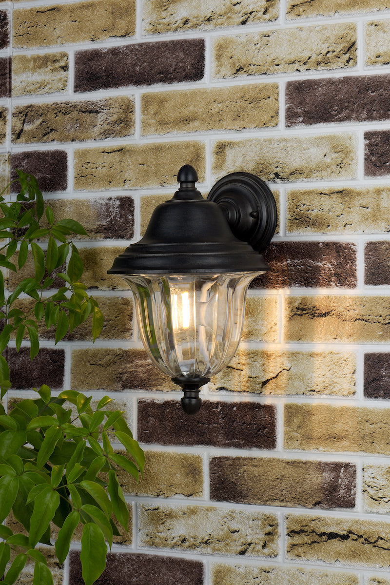 Dar Aldgate Outdoor Wall Light Black/Gold Glass IP44 – from Amos Lighting + Home