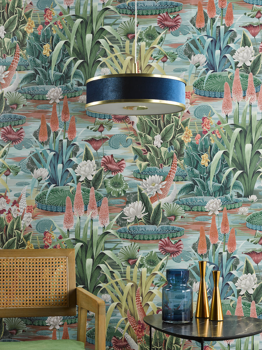 Dar Alvaro 3 Light Pendant Brushed Brass With Blue Shade – from Amos Lighting + Home