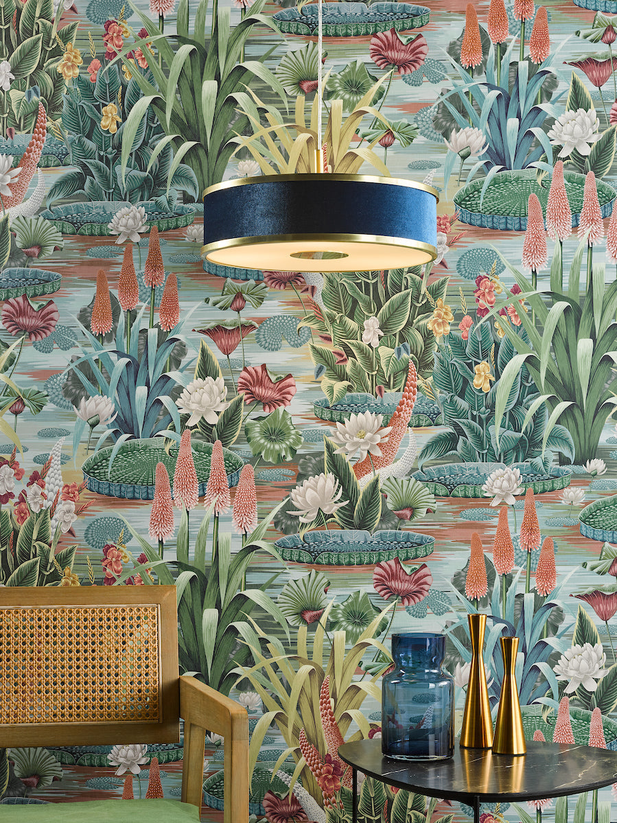 Dar Alvaro 3 Light Pendant Brushed Brass With Blue Shade – from Amos Lighting + Home