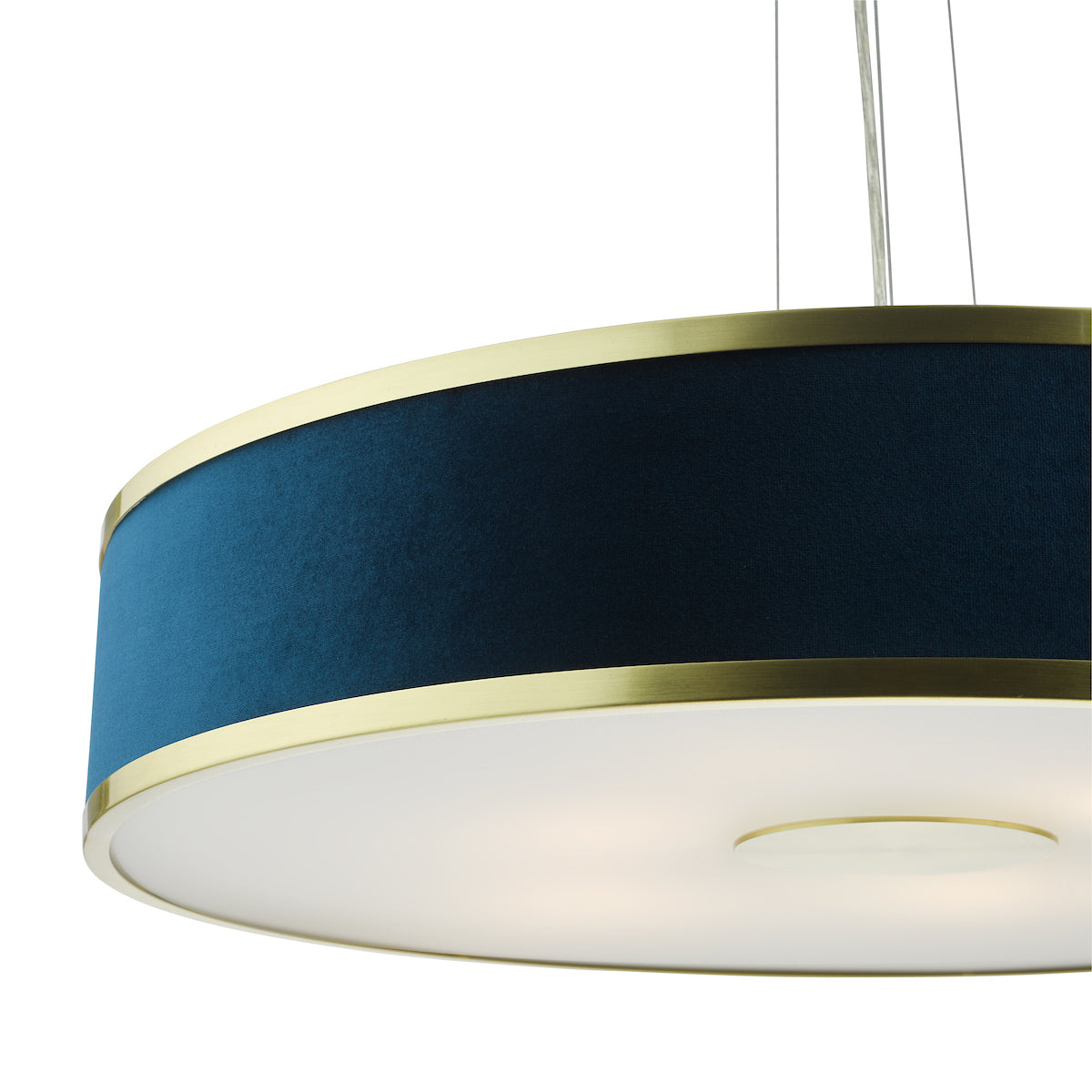 Dar Alvaro 6 Light Pendant Brushed Brass With Blue Shade – from Amos Lighting + Home