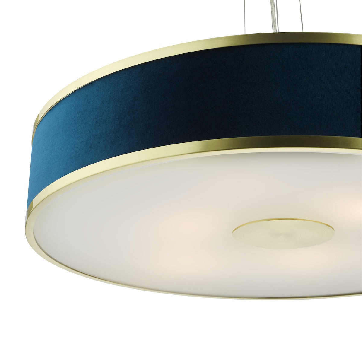 Dar Alvaro 6 Light Pendant Brushed Brass With Blue Shade – from Amos Lighting + Home