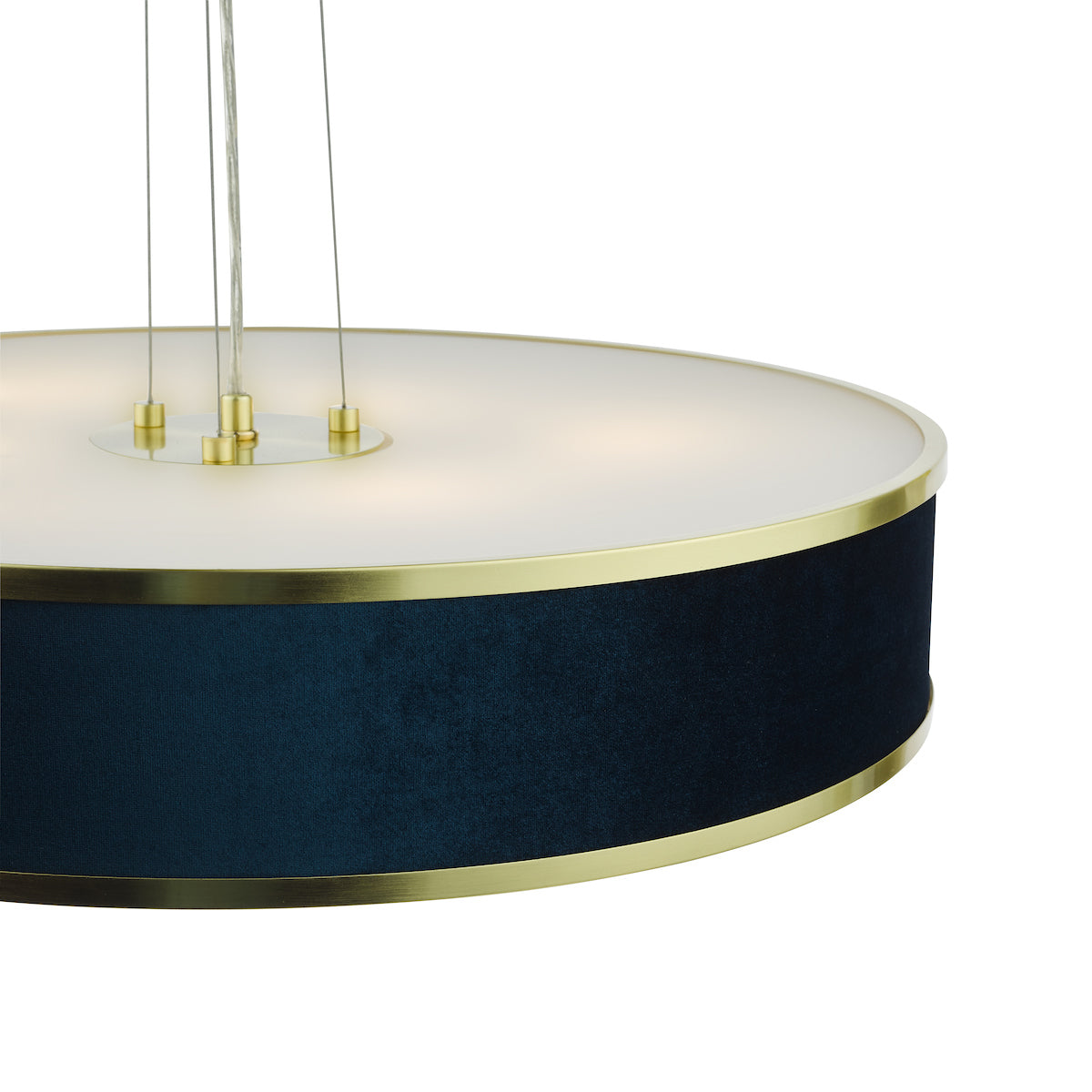 Dar Alvaro 6 Light Pendant Brushed Brass With Blue Shade – from Amos Lighting + Home
