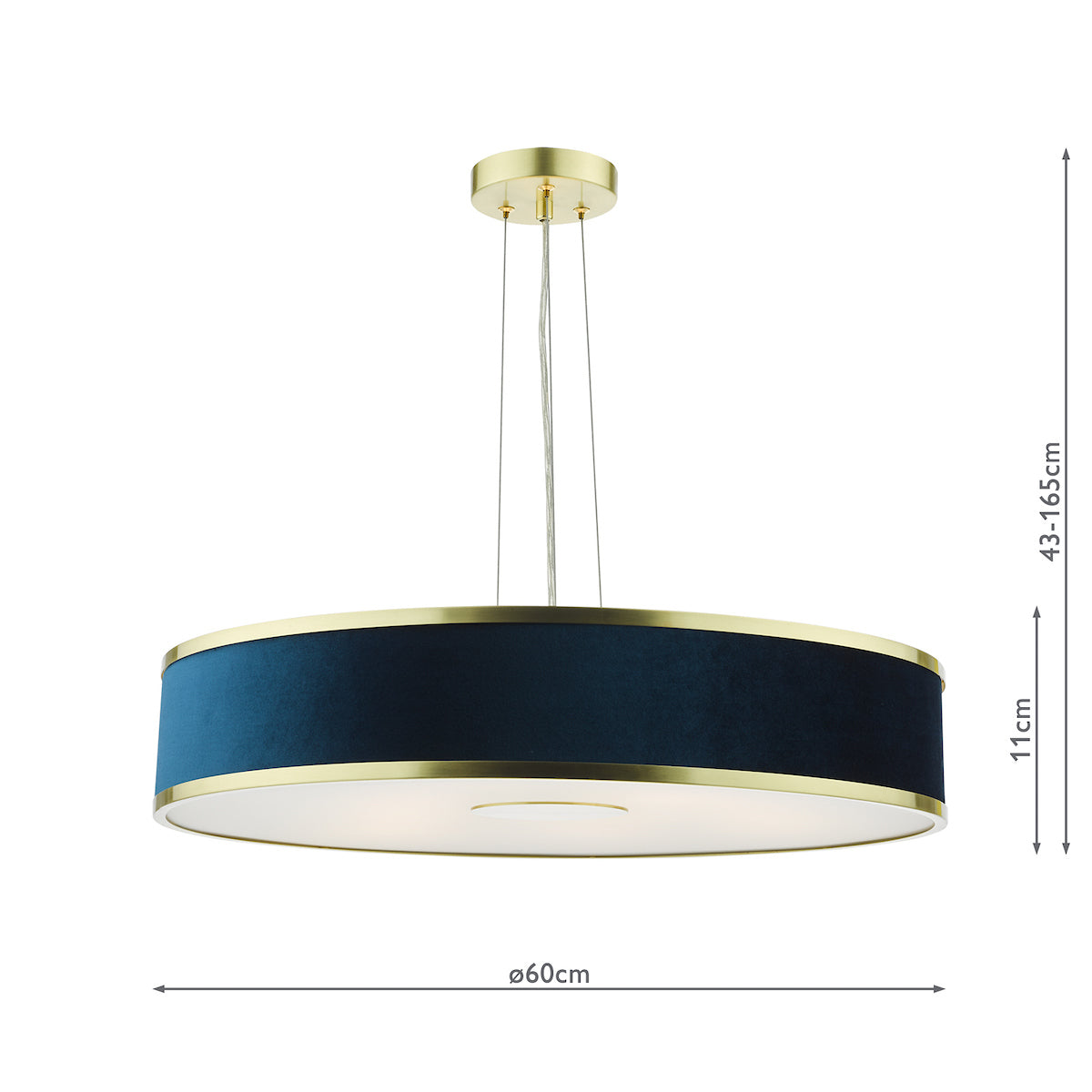 Dar Alvaro 6 Light Pendant Brushed Brass With Blue Shade – from Amos Lighting + Home