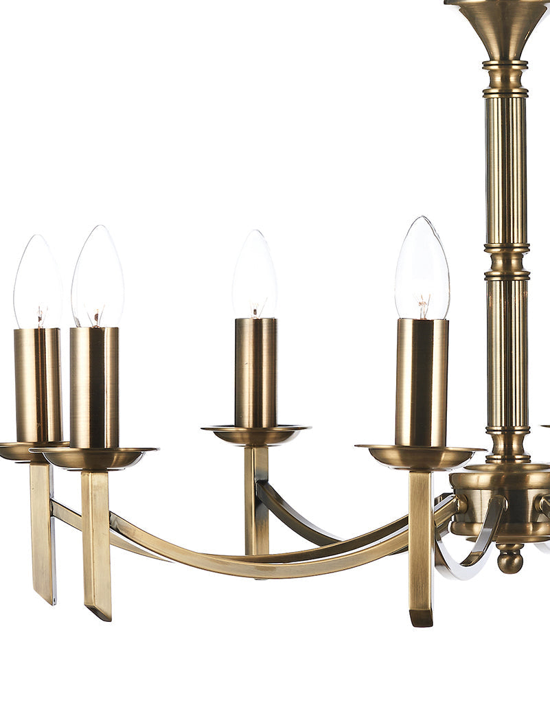 Dar Ambassador 8 Light Chandelier Antique Brass – from Amos Lighting + Home