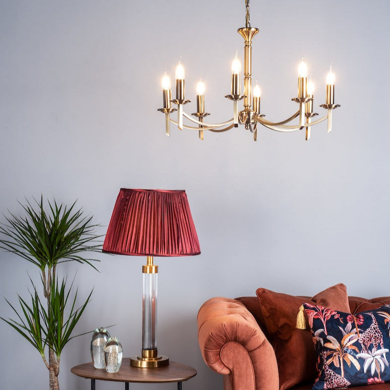 Dar Ambassador 8 Light Chandelier Antique Brass – from Amos Lighting + Home