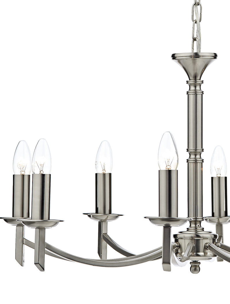 Dar Ambassador 8 Light Chandelier Satin Chrome – from Amos Lighting + Home
