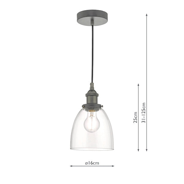 Dar Arvin Pendant Antique Chrome – from Amos Lighting + Home