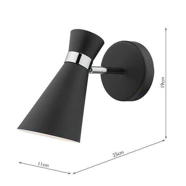 Dar Ashworth Wall Light Black & Polished Chrome – from Amos Lighting + Home