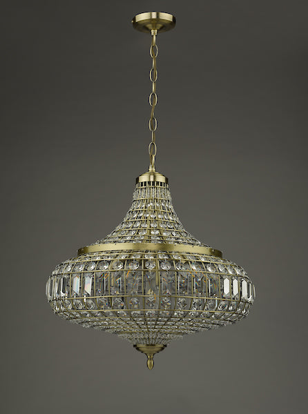 Dar Asmara 6 Light Pendant Antique Brass Crystal – from Amos Lighting + Home
