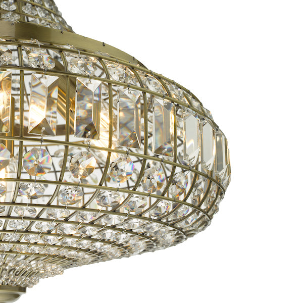 Dar Asmara 6 Light Pendant Antique Brass Crystal – from Amos Lighting + Home